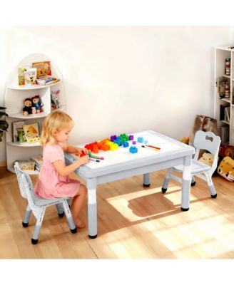 Kids Table and Chair Set, Activity Desk for Drawing, Building Blocks, and Play, Pink