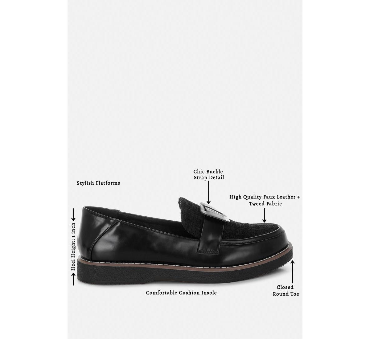 London Rag Women's Elaris Tweed & Faux Leather Loafers