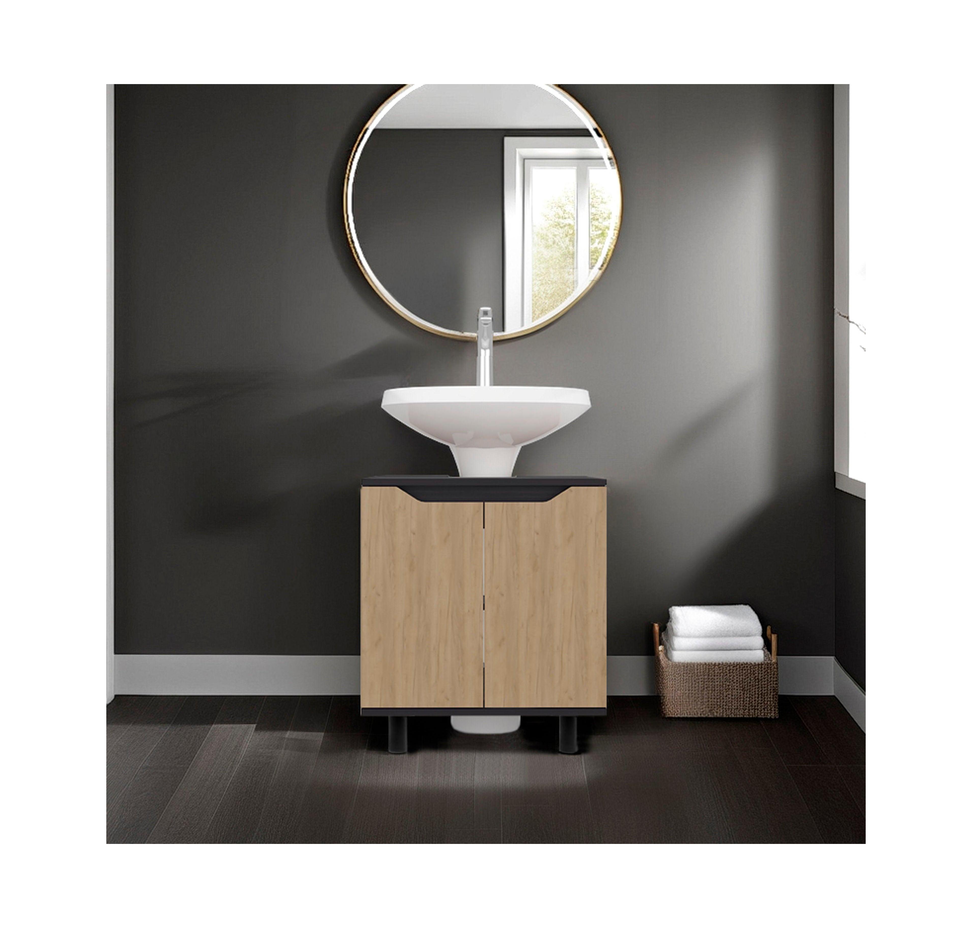 Fm Furniture Jerome Under Sink Storage Cabinet with Double Doors and Adjustable Shelves