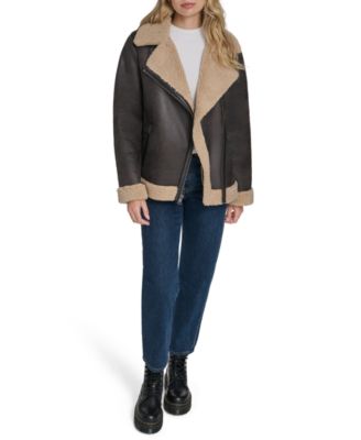 Women's Faux Shearling Asymmetrical Moto Jacket