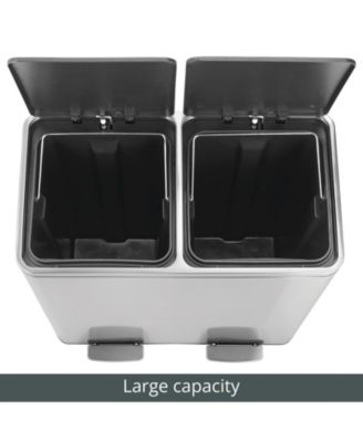 Metal Steel 60L Large Dual Compartment Step Trash Can - Brushed Chrome