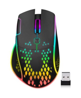 Wireless Gaming Mouse with RGB Lights - Adjustable DPI for Gaming, Office Work,Lightweight Honeycomb Design Compatible with Windows/Mac/Linux