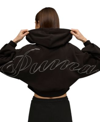 Women's Essentials Graphic Bedazzled Full-Zip Hoodie