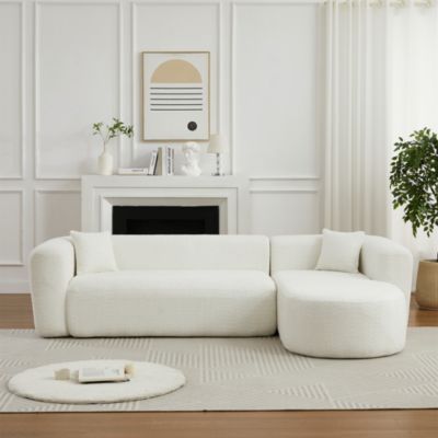 109.4" L-Shaped Modular Sectional Sofa Right Chaise Chenille Fabric Cloud Sofa with 2 Pillows