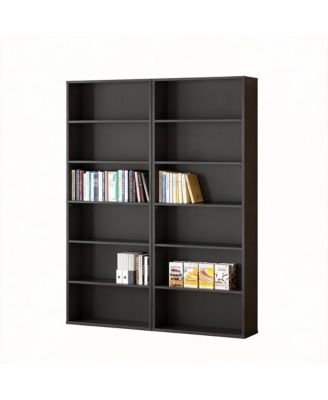6-Tier Wood Bookshelf for Home Office Living Room Bedroom