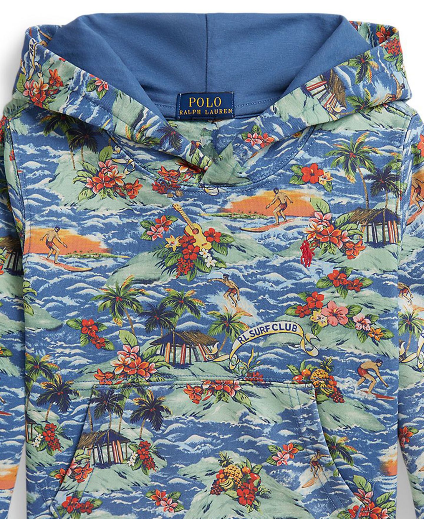 Худи Polo Ralph Lauren Tropical-Print Ribbed Cuff для мальчиков, цвет: Синий — фото 3
