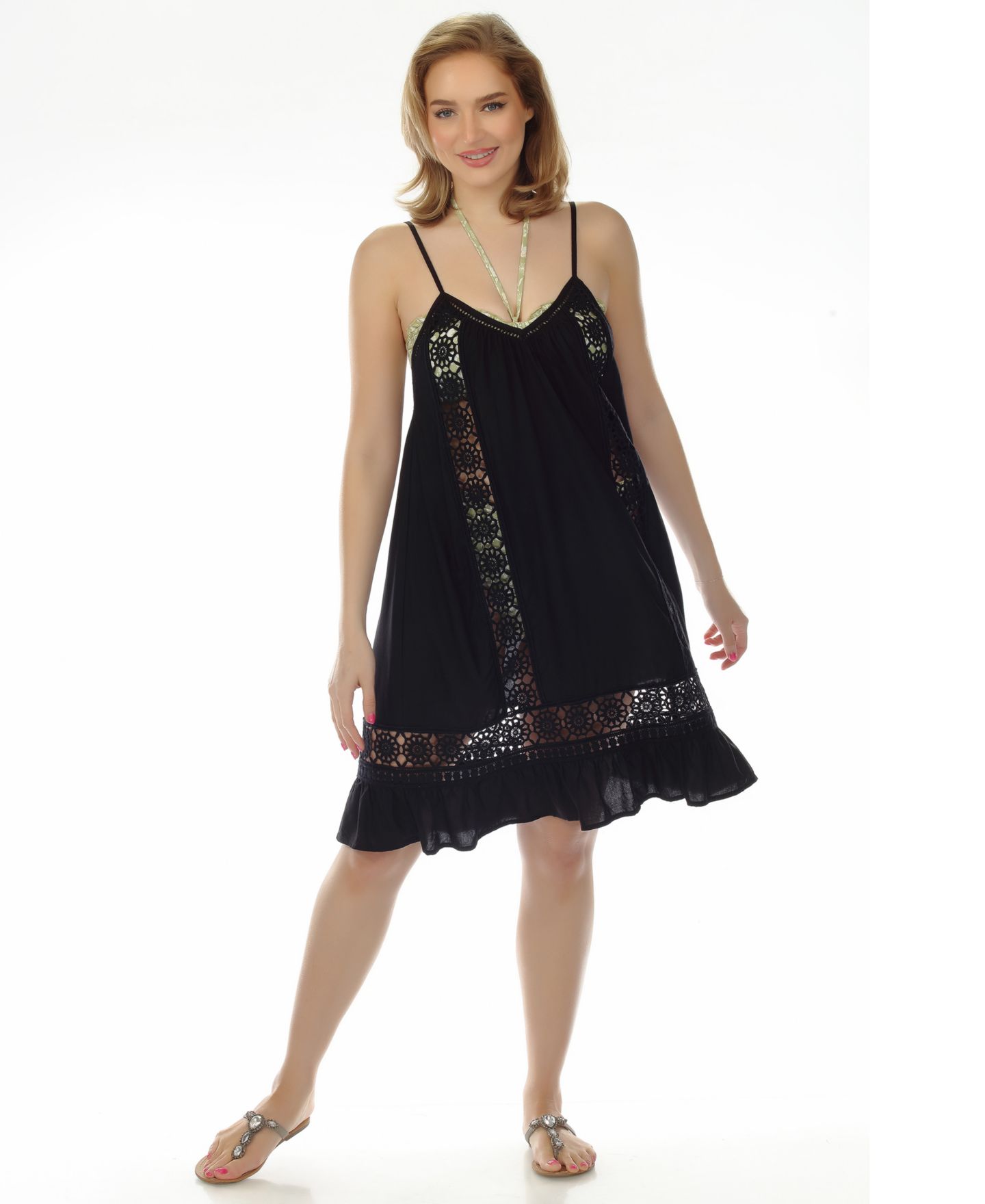 Женское платье Raviya Eyelet Lace Dress Cover-Up, цвет: Чёрный — фото 2