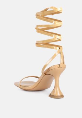 Women's Lewk Strappy Tie Up Spool Heel Sandals