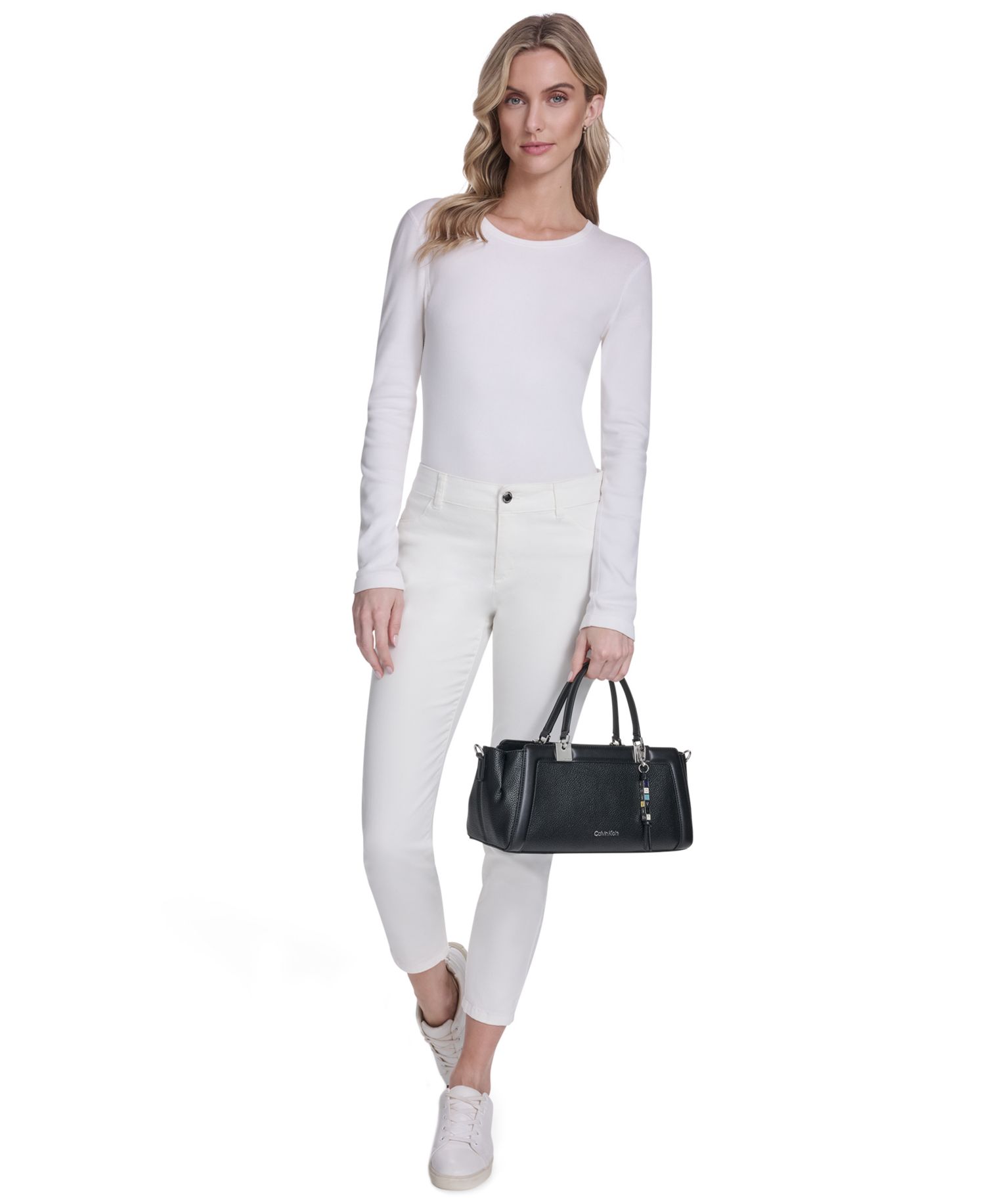 Jean Top Zipper Satchel with Removable Hangoff