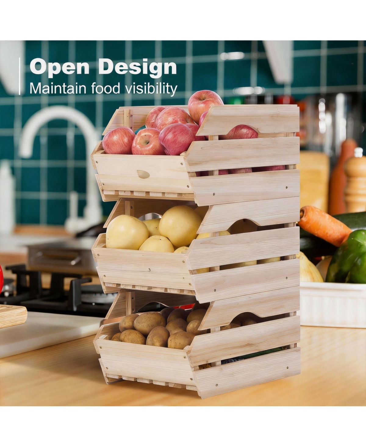 Yigii Wooden Stackable Storage Bins