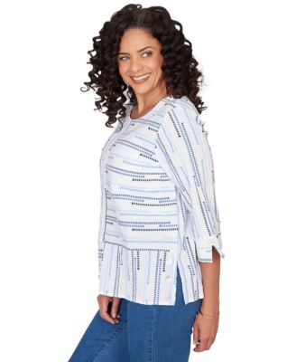 Petite Classics Spliced Stripe Crewneck Top