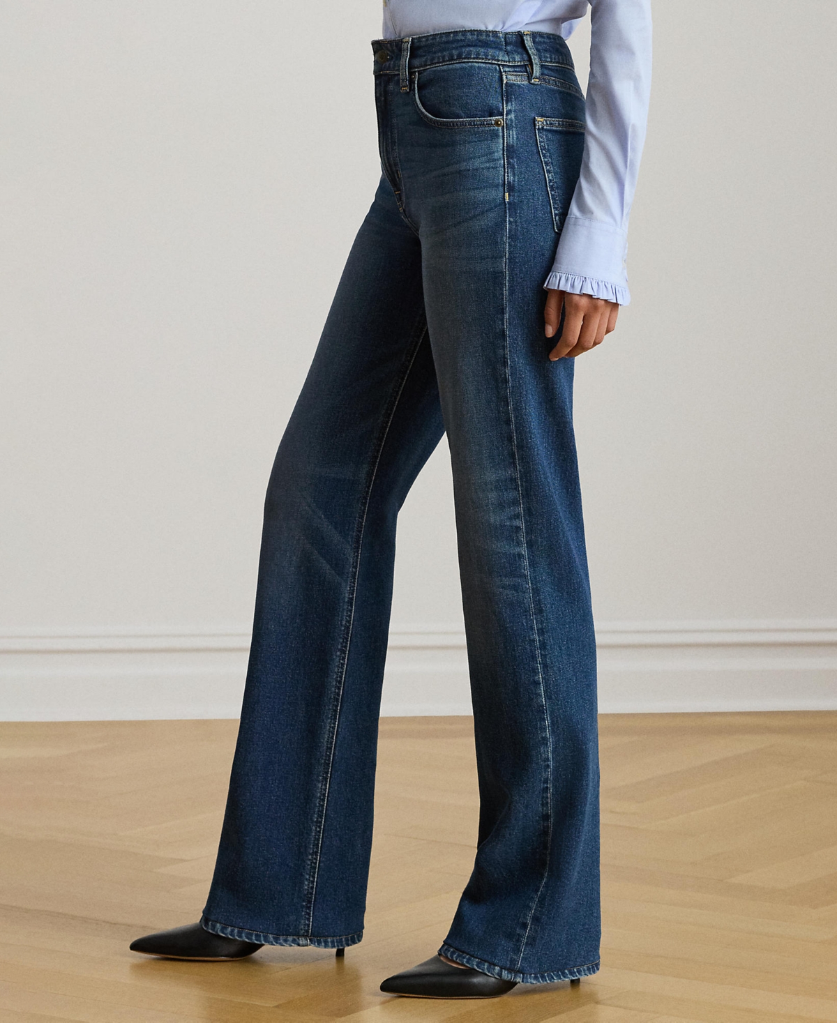 Lauren Ralph Petite High-Rise Straight Wide-Leg Jeans
