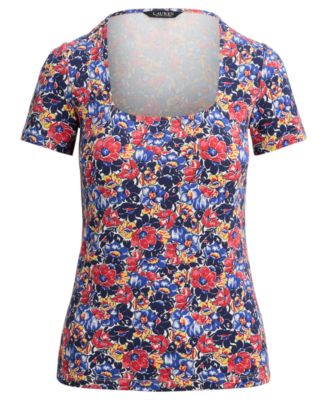Petite Granbey Floral Square-Neck Top