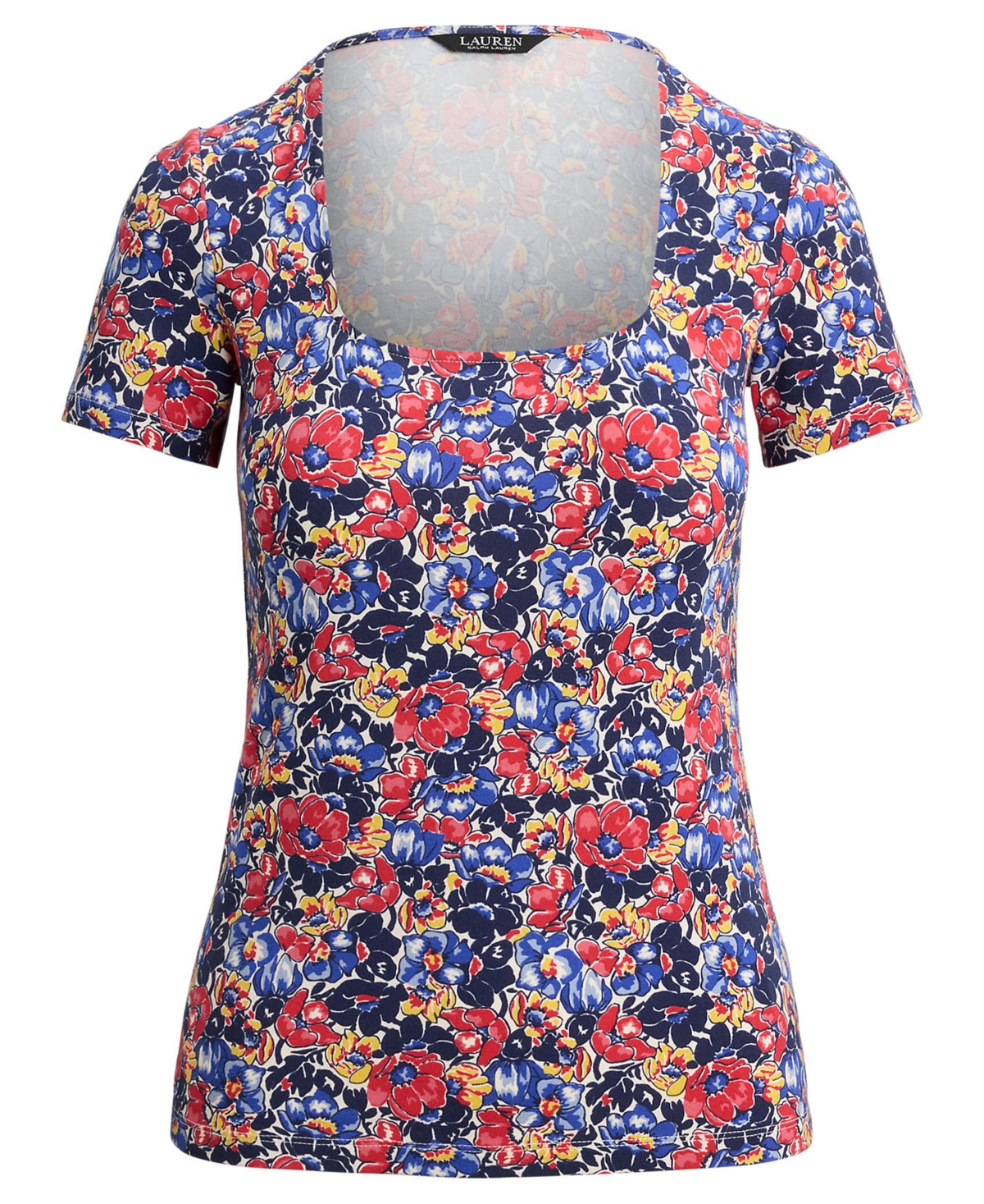 Lauren Ralph Petite Granbey Floral Square-Neck Top