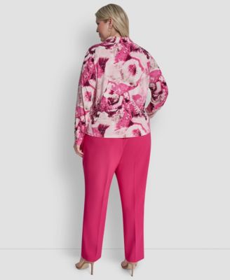 Plus Size Collared Long-Sleeve Top