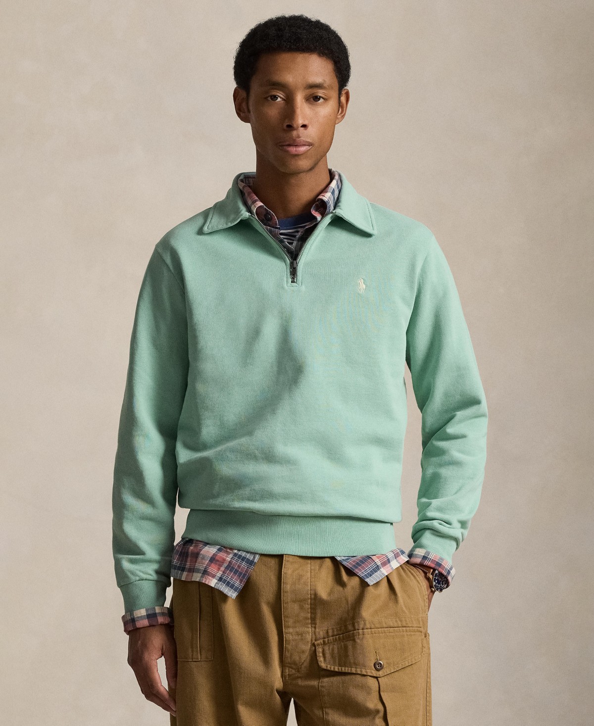 Мужские худи Polo Ralph Lauren Men's Loopback Fleece Quarter-Zip Sweatshirt — фото 1