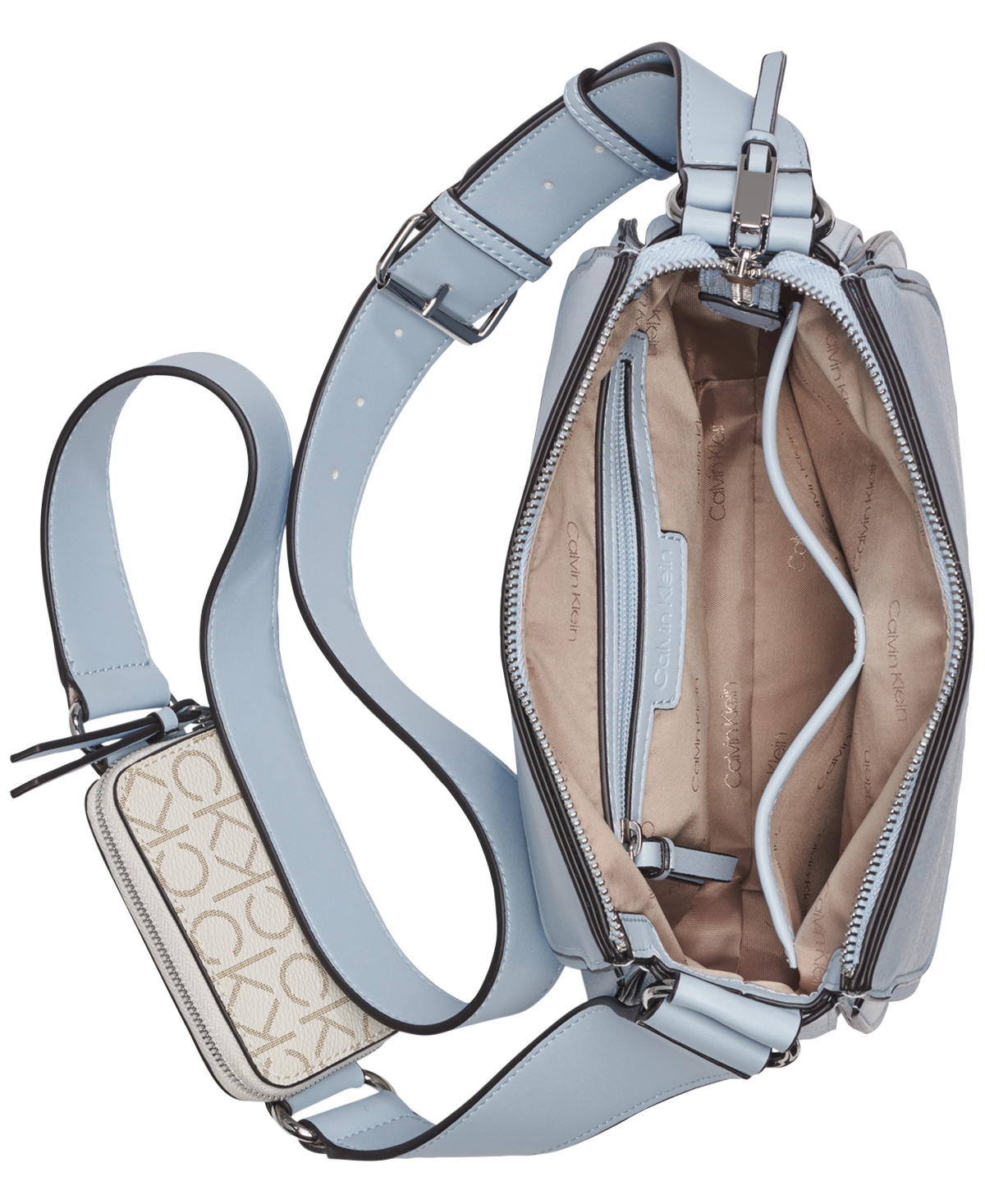 Calvin Klein Bella Adjustable Crossbody with Signature Zippered Pouch