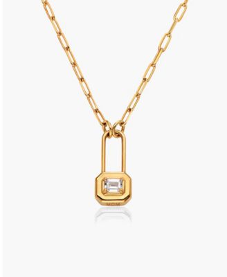 charm with Emerald Cut Moissanite