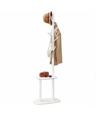 8 Hooks and Shelf Freestanding Coat Rack - 67.2" Tall for Entryway