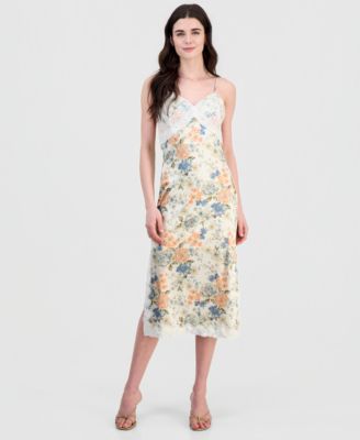Juniors' Lace-Trim Floral Midi Dress