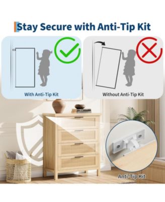 Fluted Drawers Dresser for Bedroom Tall Chest of Dressers for Closet Fluted Drawers with Metal Handle, Clothes Storage Cabinet