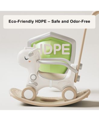 4-in-1 Musical Rocking Horse for Toddlers, Converts to Ride-On Toy, Walker & Balance Board