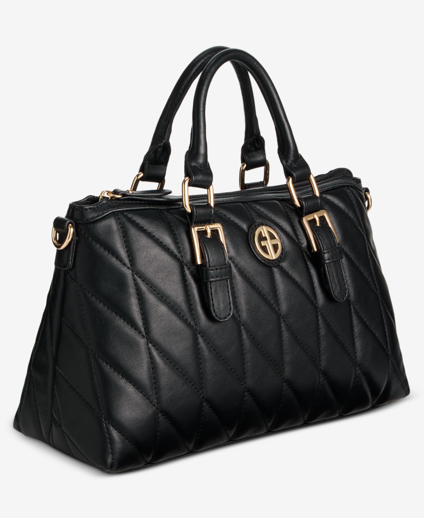 Женская сумка Giani Bernini Tilted Quilt E/W Satchel, Exclusivey at Macy's, цвет: Глубокий чёрный — фото 7