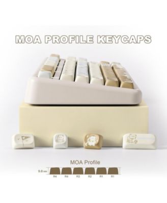 132 Keys MOA Keycaps, Dye-Sublimation PBT Custom Keycap Set, Cute Bear Customized Pattern Keycaps for MX Switches Mechanical Gaming Keyboard