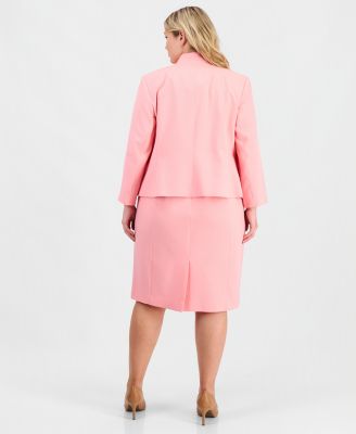 Plus Size Kiss-Front Cutout-Collar Dress Suit