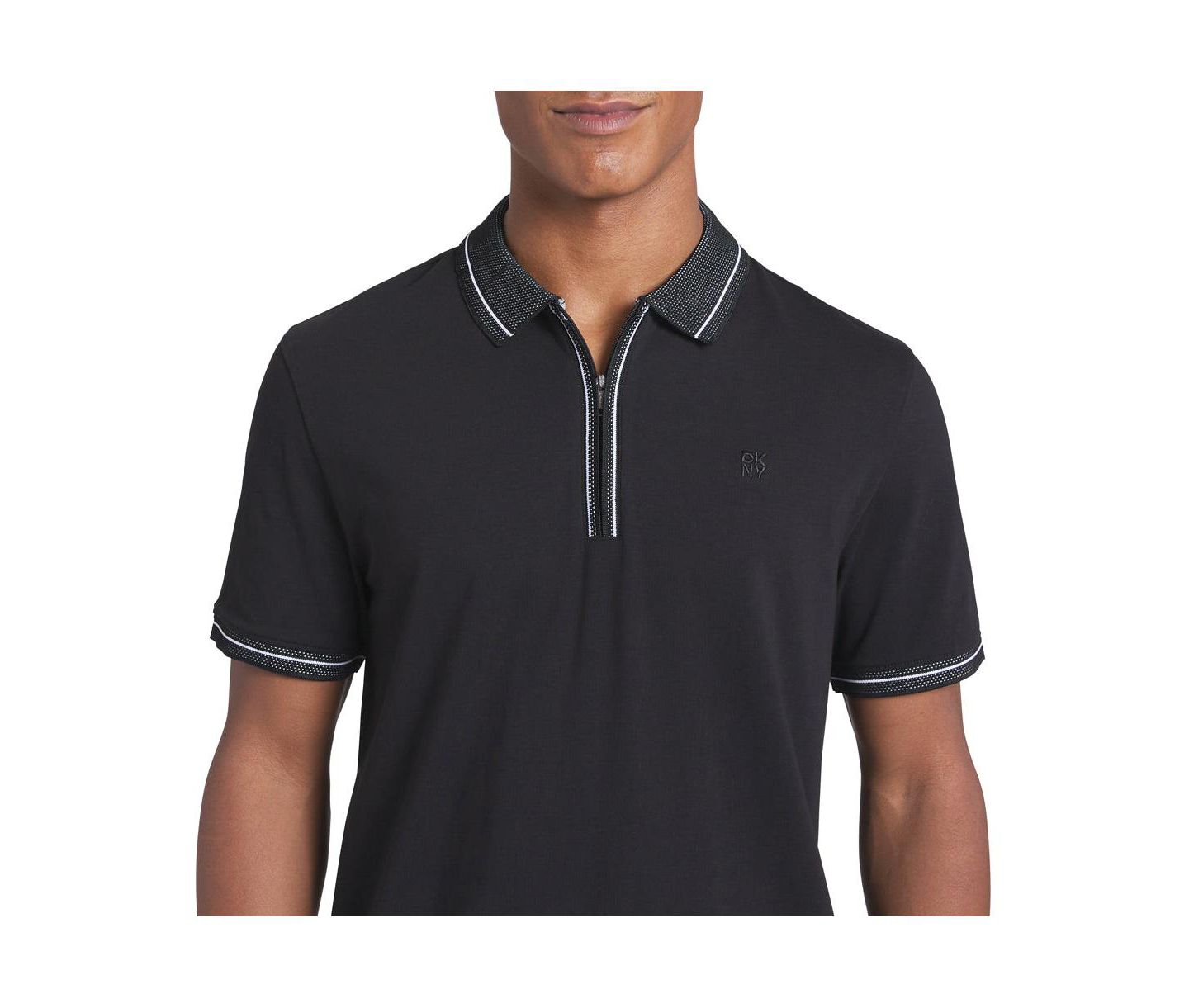 Мужское поло DKNY Duke Cotton Zip Polo, цвет: Чёрный — фото 3