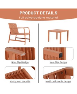 3 Piece Modern Outdoor Patio Sectional Conversation Set with Square Coffee Table Waterproof Thick Cushions for Porch Balcony