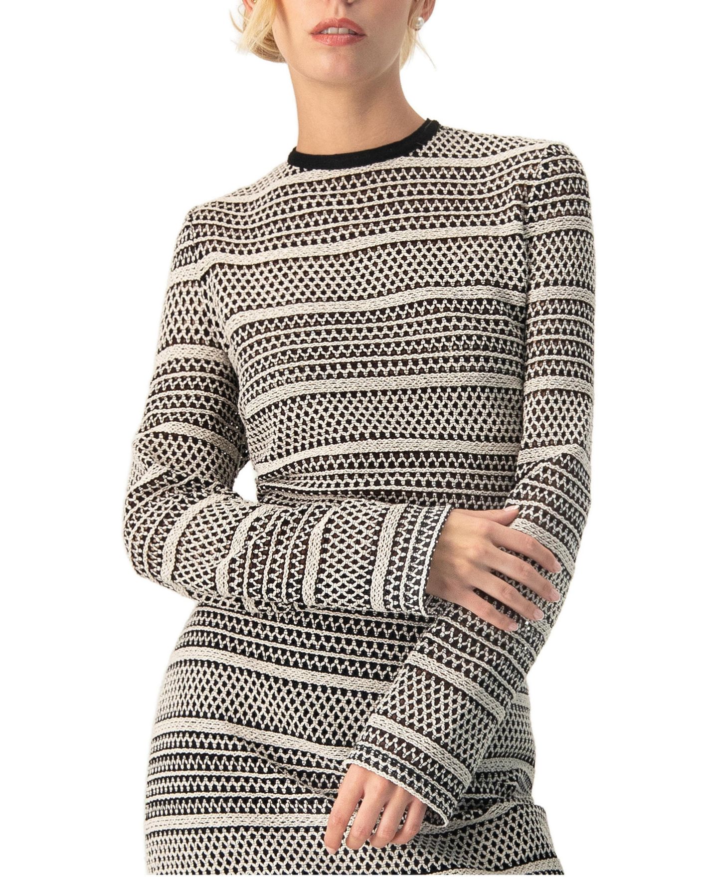 Женский топ Ivonne Long Sleeve Knit Crop, цвет: Чёрный — фото 1