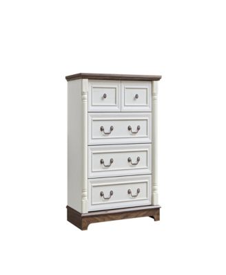 Retro 5 Drawer Dresser Chest with Base Wooden Rustic Chest of Drawers, Storage Dresser Organizer