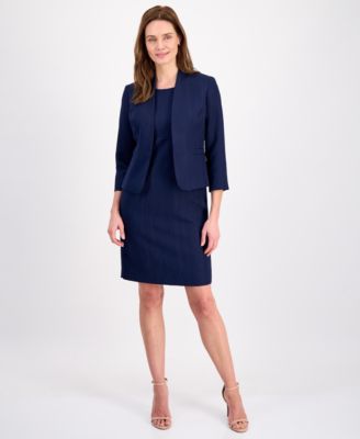 Women's Jacquard Open-Front Jacket 2 Piece Dress Suit