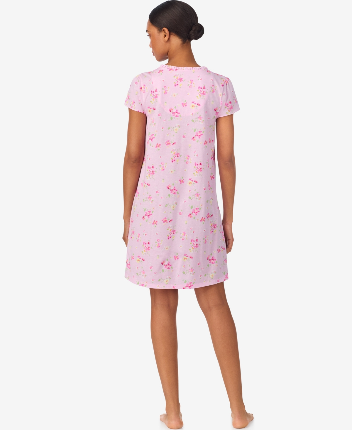 Lauren Ralph Women's Short-Sleeve Ruffle V-Neck Sleep Gown