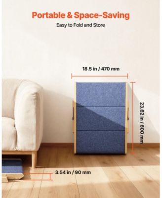 3-Step Wooden Pet Stairs for Bed, Sofa, or Car, Foldable Flat Design, 150 lb Capacity