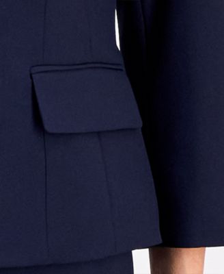 Women's Three-Button Seamed Flounce-Hem 2 Piece Skirt Suit