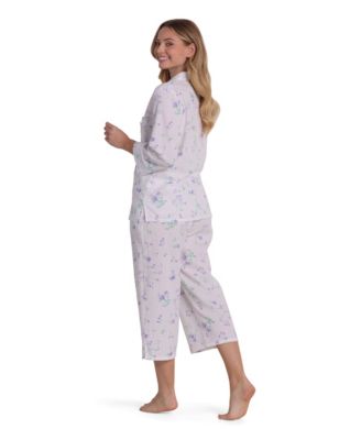 Women's Printed Long-Sleeve Top & Pajama Pants, 2-Piece Set