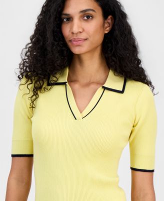 Women's Johnny-Collar Half-Sleeve Top