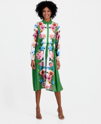 Women's Drawstring-Waist Midi Shirtdress