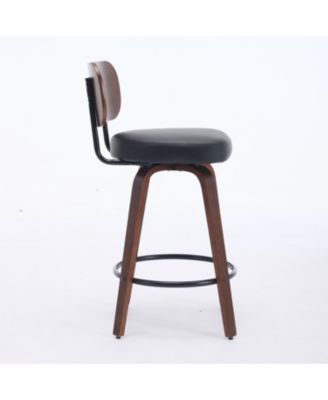 Swivel Bar Stools Set of 2 26" Black Faux Leather Counter Stools