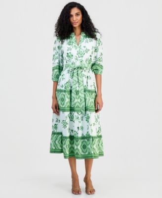 Women's Split-Neck Tiered Dress