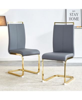 Modern Gray PU Leather Dining Chairs (Set of 2)