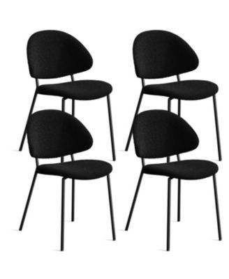 Boucle Dining Chairs - Set of 4 Black