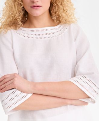 Women's 3/4-Sleeve 100% Linen Blouse