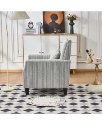 Modern Striped Accent Chair with Nailhead Trim