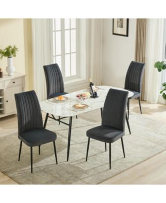 Dark Grey Velvet Dining Chairs - Set of 2, Adjustable Feet