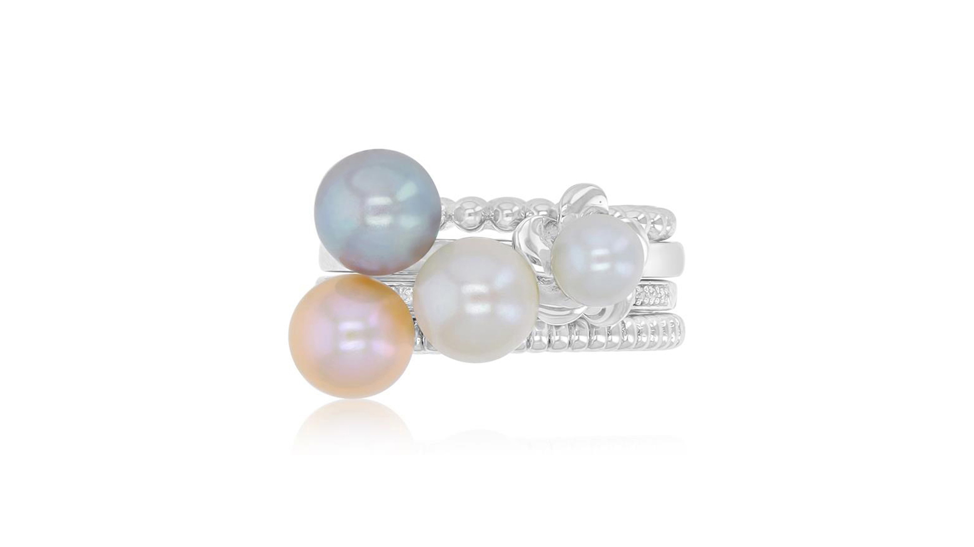 Macy's Imitation Pearl & Diamond (0.054 ct. t.w.) Stackable Ring