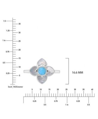 Larimar (0.5 ct. t.w.) & Imitation Pearl Flower Ring