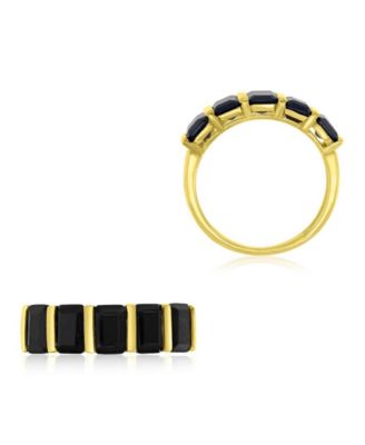Onyx (3.05 ct. t.w.) Alternating Row Band Ring in 14k Yellow Gold Over Sterling Silver